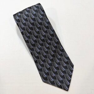 Kolte Italy Silk Tie Black Charcoal Geometric Print Business Casual Suit Preppy